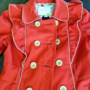 Nordstrom Leifsdottir ruffle puff sleeve short trench coat jacket